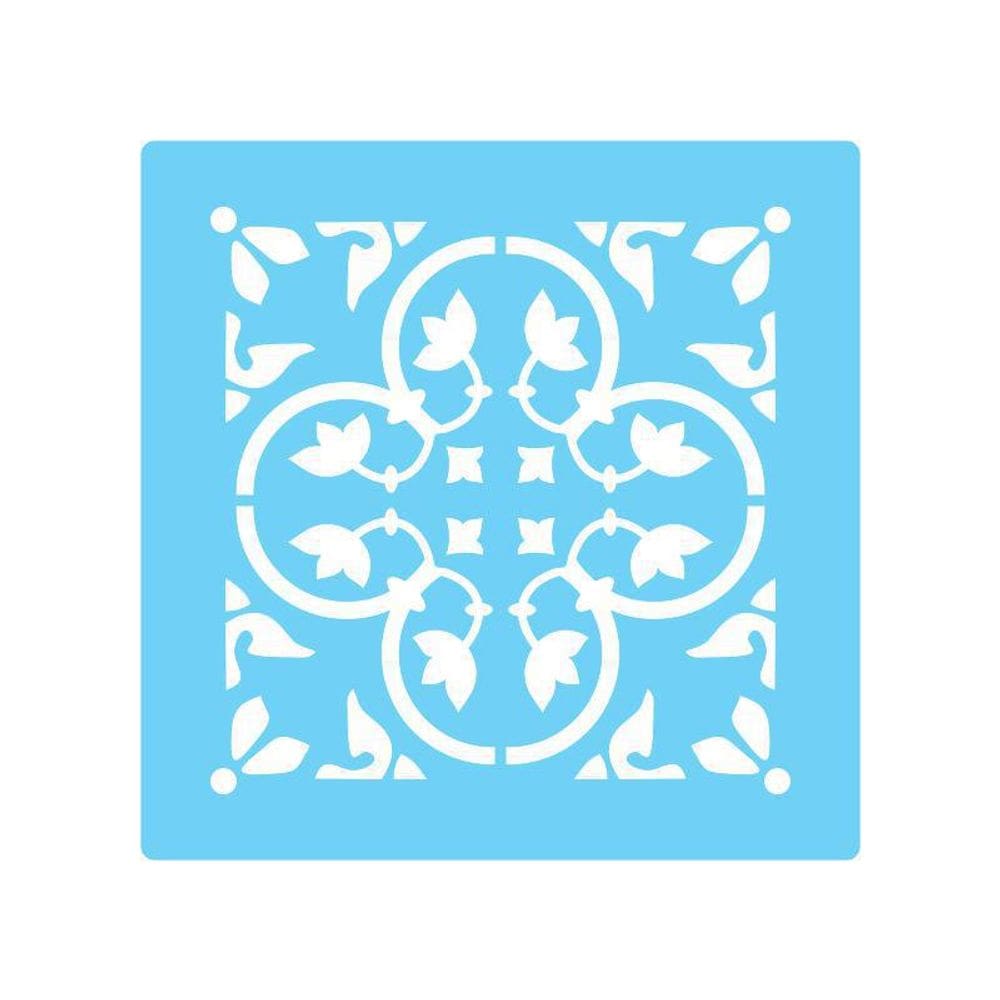 Stencil De Parede Tamako Ladrilho Arabesco 55X55Cm - Ref 493