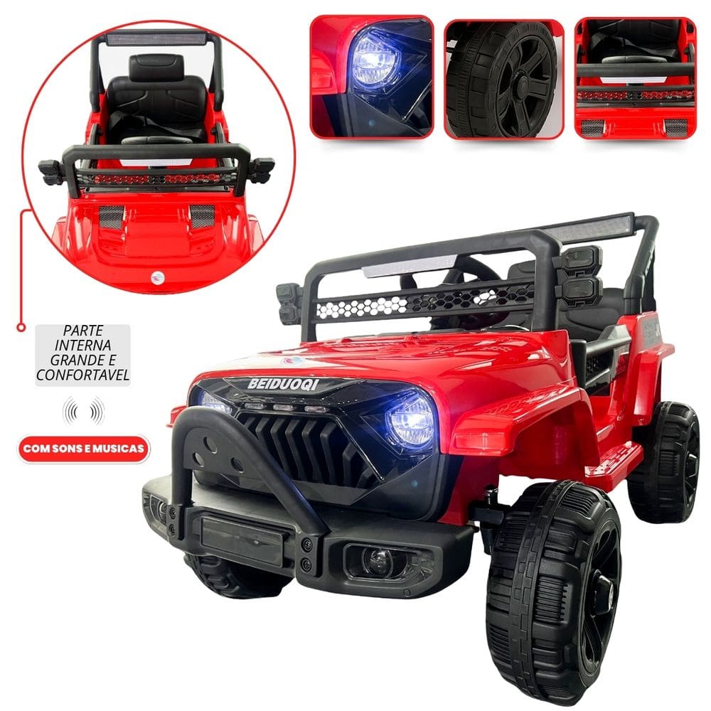 Carro Elétrico 12V Jeep Rubicon Vermelho até 30 Kg
