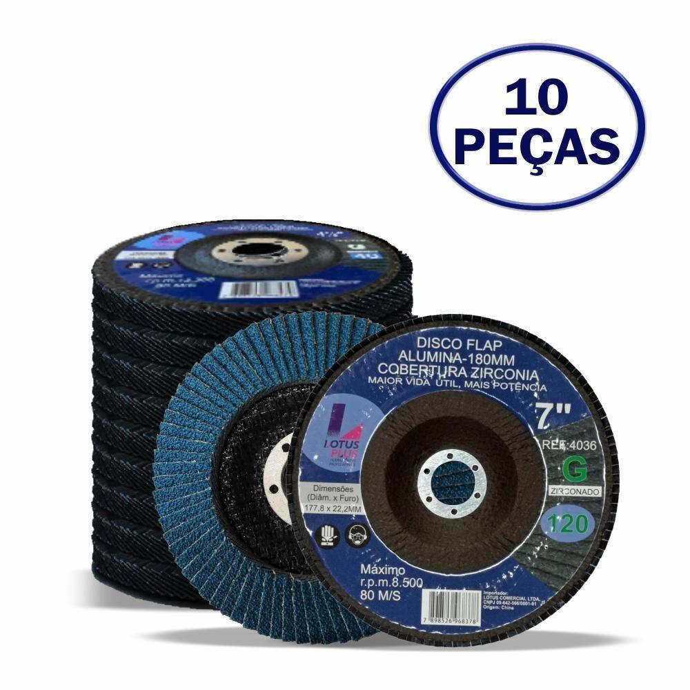 Disco Flap 7 Zircônia 120 Com 10 Lotus