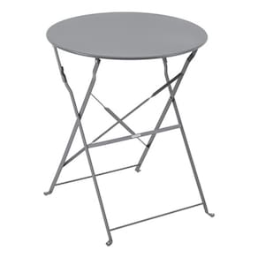 Mesa Dobravel Redonda Jardim Varanda 71x60x60cm Em Aco Cinza