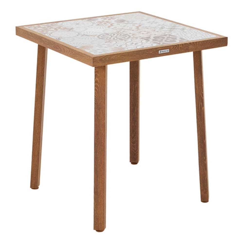 Mesa Quadrada Jardim Varanda 75x65x65cm Aluminio Ceramica
