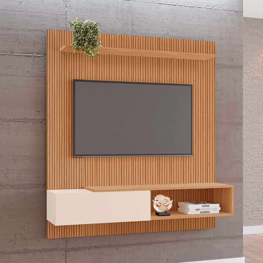 Painel Yasmin 100% MDF Tuboarte 1 Porta Basculante p/ TVs de Até 55 Polegadas