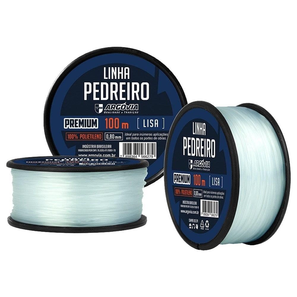 Linha de Pedreiro Argóvia Lisa 0,8mmX100m - Embalagem com 12 Unidades