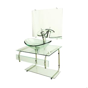 Gabinete De Vidro 60Cm It Inox Com Cuba Oval - Incolor