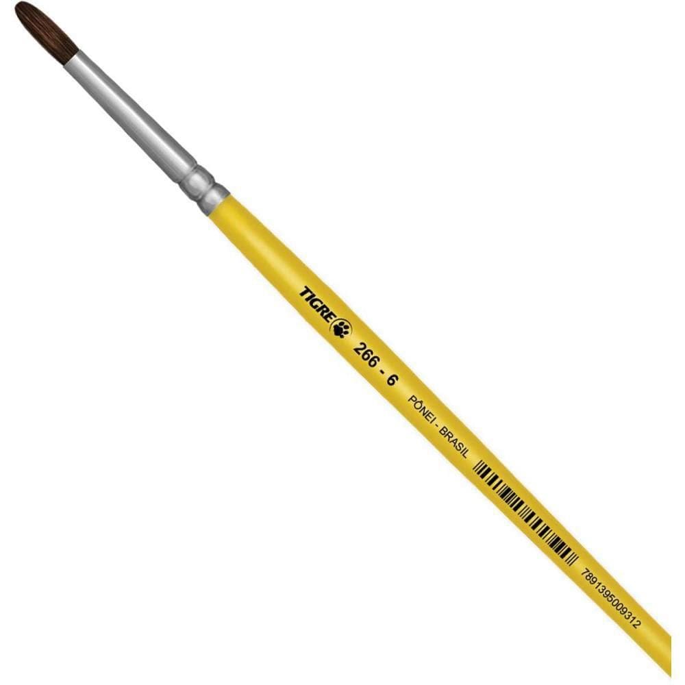 Pincel Escolar Redondo 266 N.06 Amarelo