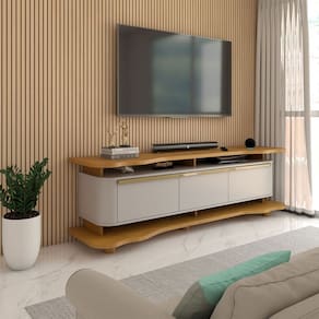Rack para TV Até 75 Polegadas Aracaju 3 Portas Naturallle/Off White - Panorama Móveis