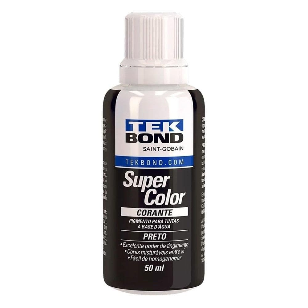 Corante Líquido Tekbond Preto 50ml - Embalagem com 12 Unidades