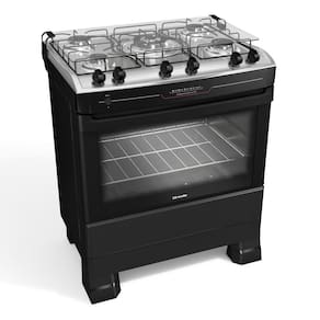 Fogão 5 Bocas Mueller com Forno 81L e Acendimento Automático Preto Bivolt - MFI5BF