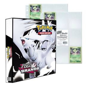 Álbum Pasta Fichário Pokemon Escarlate Violeta Fogo Branco com 20 Folhas 9 Bolsos YES Capa Dura TCG