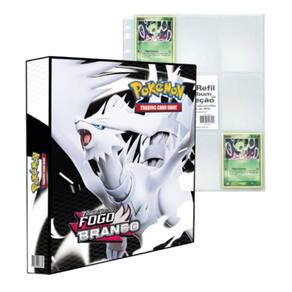 Álbum Pasta Fichário Pokemon Escarlate Violeta Fogo Branco com 10 Folhas 9 Bolsos YES Capa Dura TCG