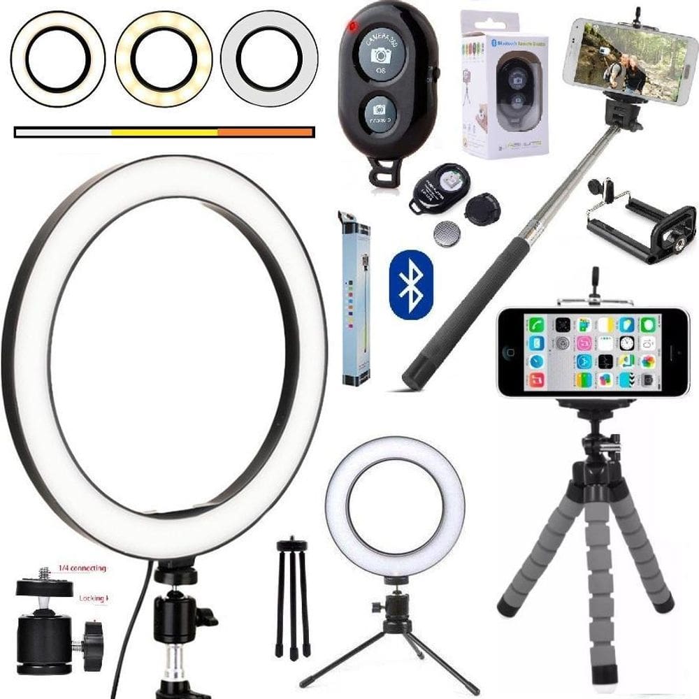 Kit Youtuber Tripé Flexível Celular Iluminador Ring Light