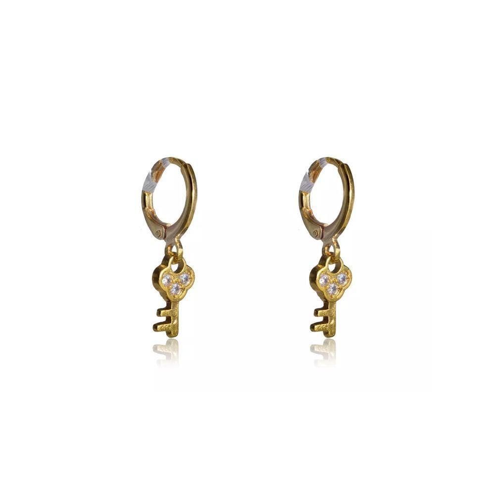 Brinco Argolinha Com Chave Folheado