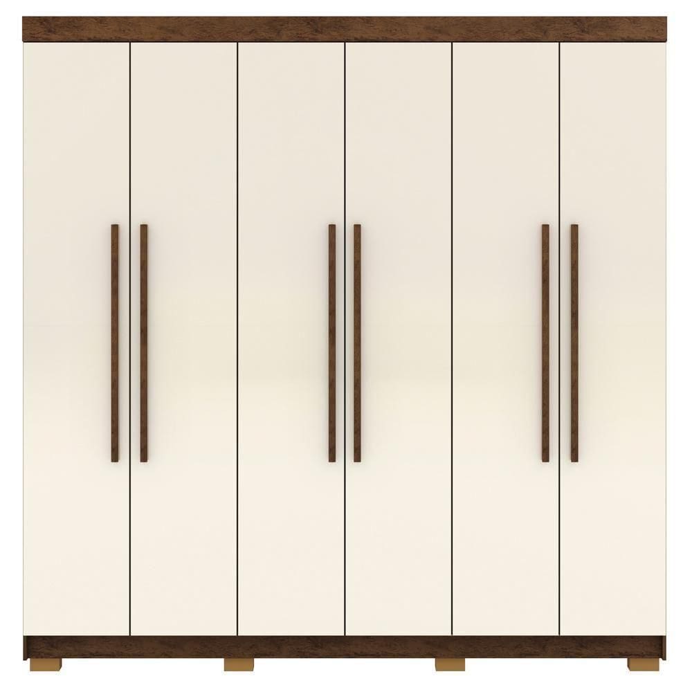 Guarda Roupa Casal 6 Portas 2 Gavetas 218 Cm 10037 Vlr Imbuia Champanhe