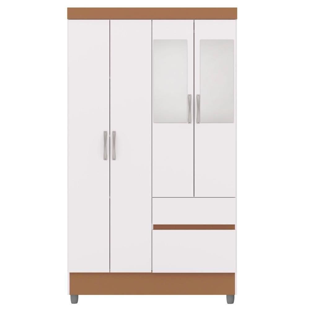Guarda Roupa 4 Portas Espelho 102 Cm 10090 Vlr Branco Camarim