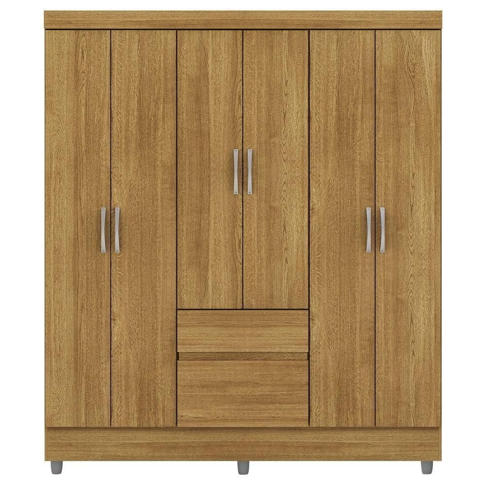 Guarda Roupa Casal 6 Portas 2 Gavetas 153 Cm 10091 Vlr Nature