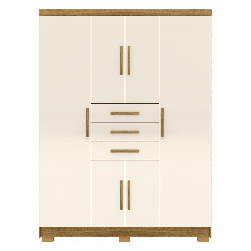 Guarda Roupa Casal 151 Cm 6 Portas 3 Gavetas 10020 Vlr Nature Champanhe