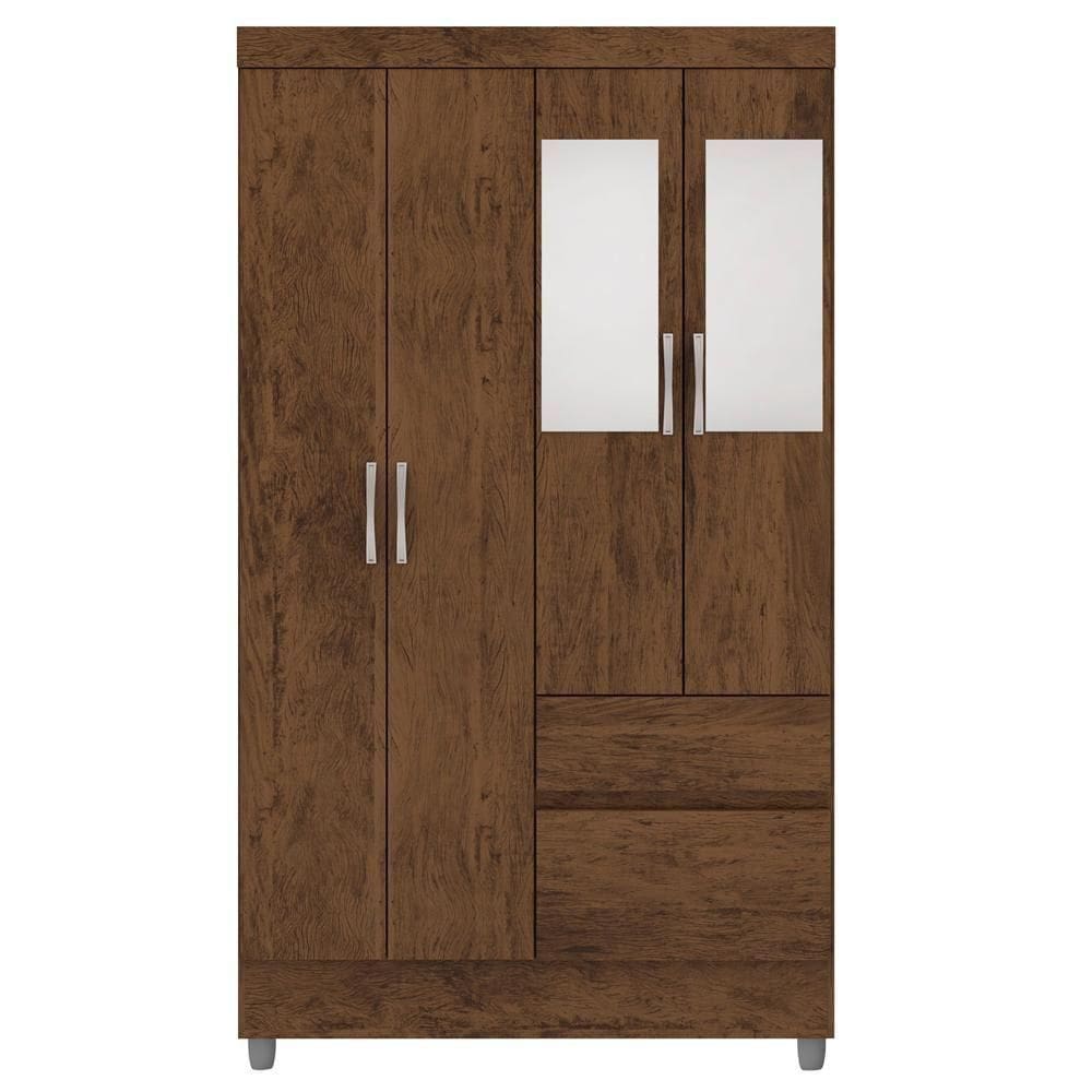 Guarda Roupa 4 Portas Espelho 102 Cm 10090 Vlr Imbuia