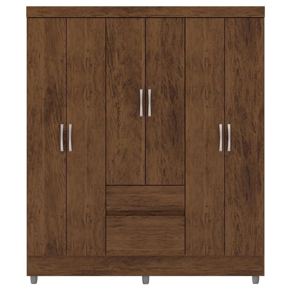 Guarda Roupa Casal 6 Portas 2 Gavetas 153 Cm 10091 Vlr Imbuia