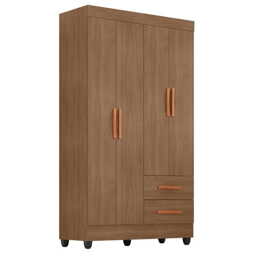 Guarda Roupa Solteiro Lite 4 Portas E 2 Gavetas Carvalho Oak - Móveis Leão Carvalho Oak