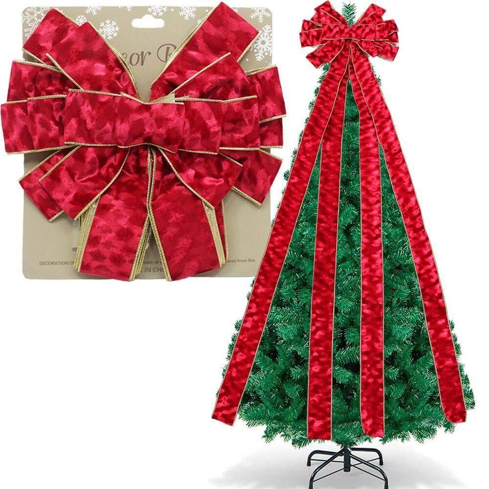 Laço Decorativo Vermelho Enfeite Ponteira árvore Natal 140cm