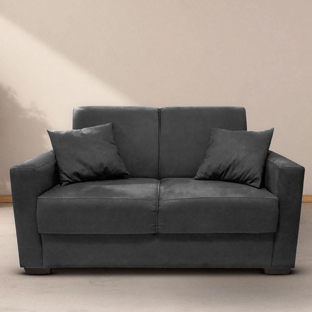 Sofá Estofado 2 Lugares Sala Estar Recepção Mariana Suede Preto