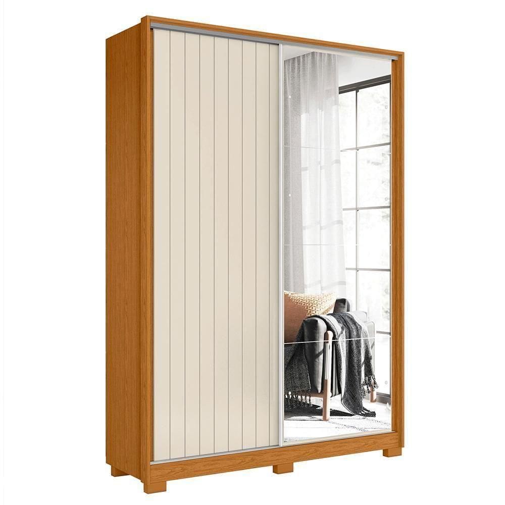 Guarda Roupa Frizatto 2 Portas Deslizantes Flex Cinamomo/off White Com Espelho - Móveis Albatroz Cinamomo/off White