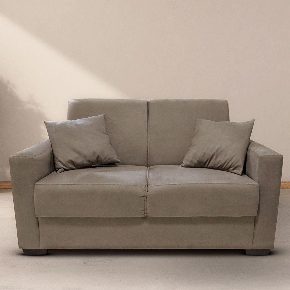 Sofá Estofado 2 Lugares Sala Estar Recepção Mariana Suede capuccino