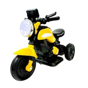 Mini Moto Amarela Esportiva Elétrica Com Som Luzes E Música