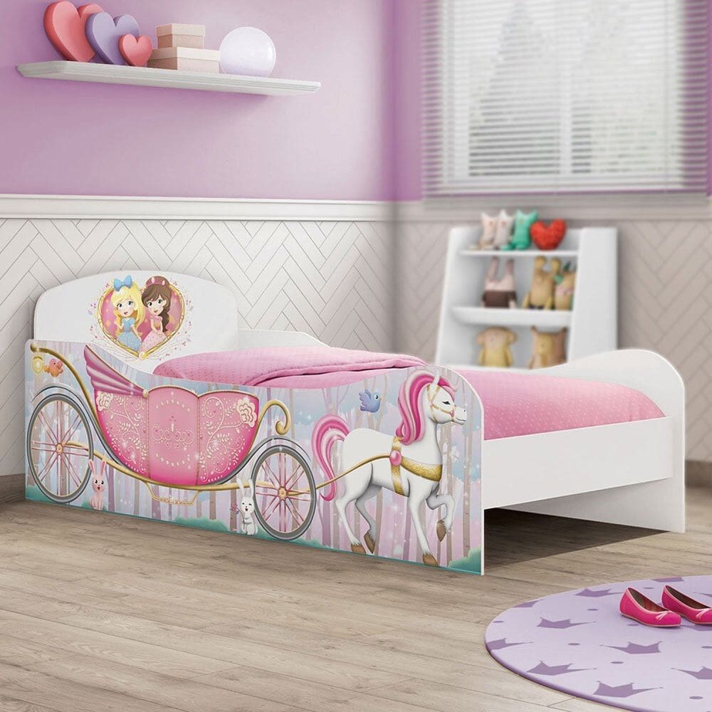 Cama Infantil Princesas na Floresta 93x200 Cm Branco