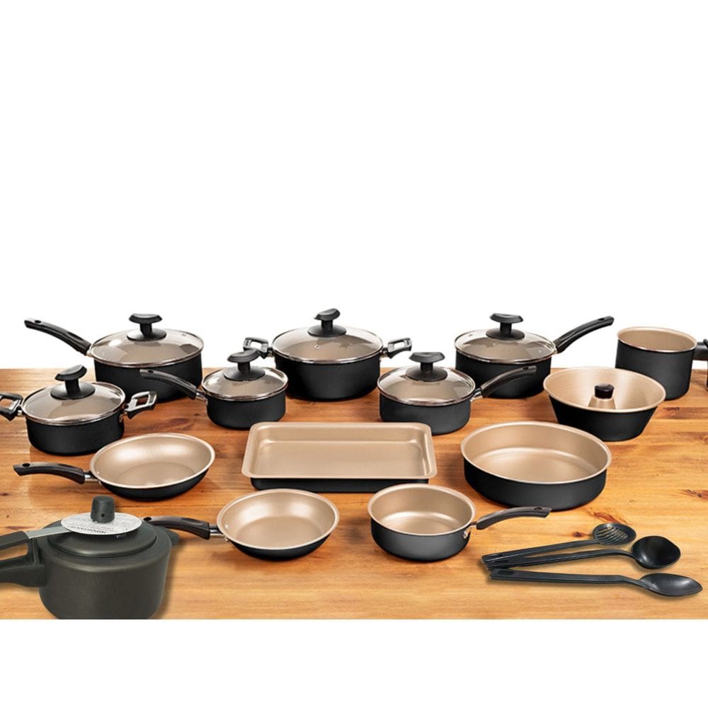 Conjunto Panelas 17 Pc Antiaderente com Panela Pressão