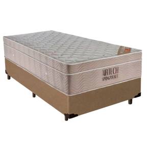 Cama Base Box Solteiro Bege Colchão Molas Ensacadas Airtech Spring 88x188 - Ortobom