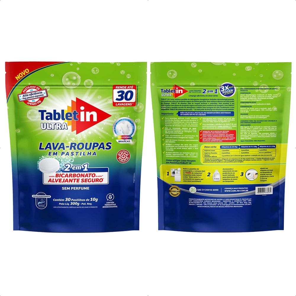 Kit Tabletin Ultra Lava-Roupas em Pastilhas 2x1 - 2 Unidades