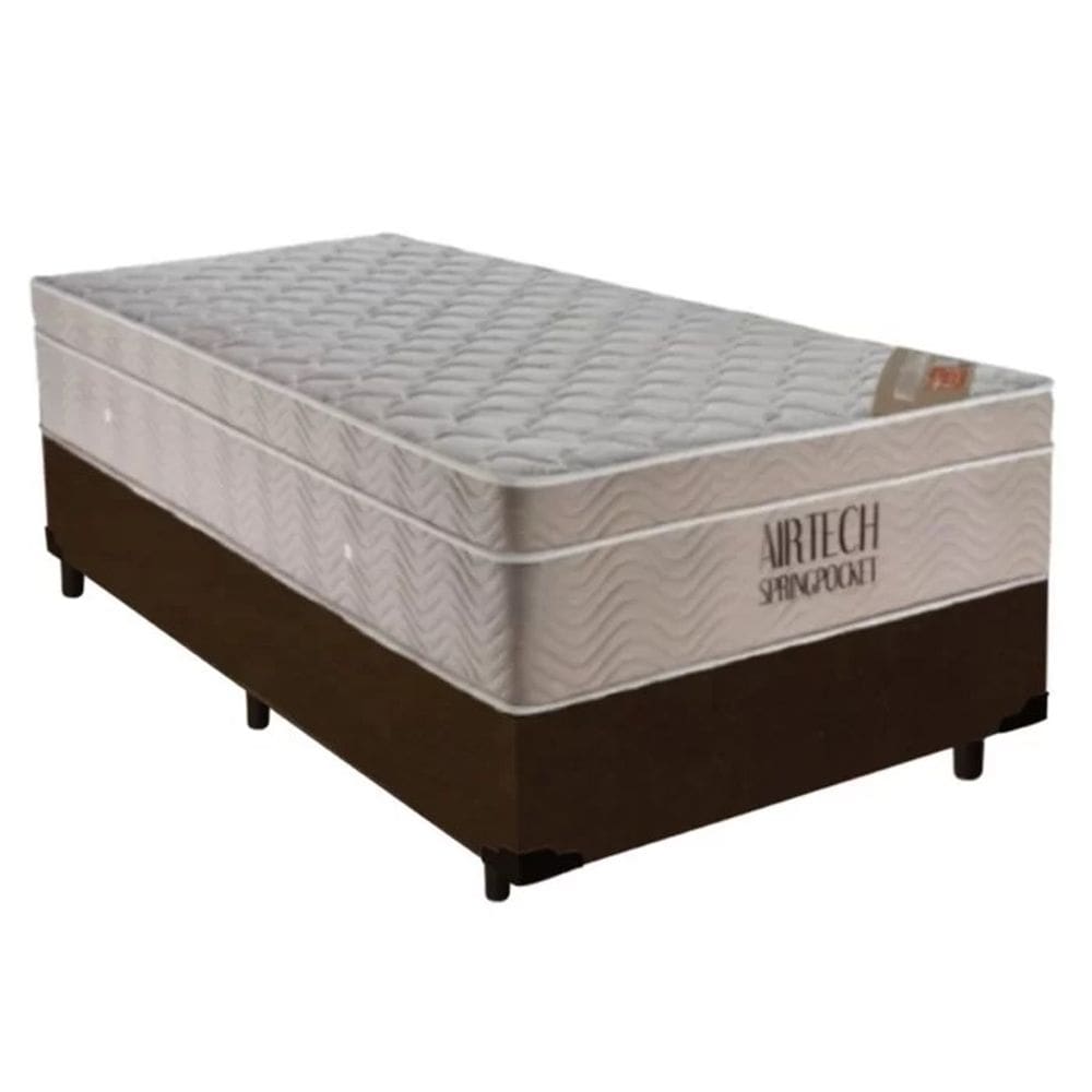 Cama Base Solteiro Marrom Colchão Molas Ensacadas Airtech Spring 88x188 - Ortobom