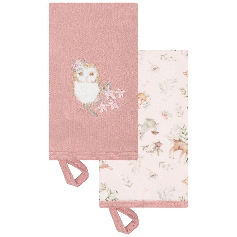 Kit 2 Babinhas Paninho De Boca Bebê Floresta Rose - Hug