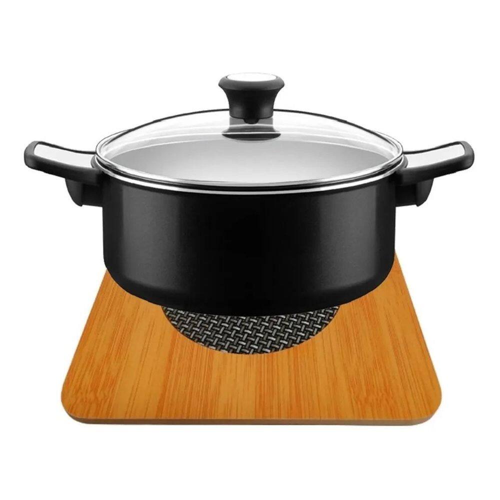 Descanso De Panela De Bambu Kit 4 Peças Protege Sua Mesa