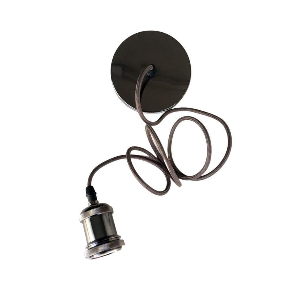 Kit 6 Pendente Industrial Aluminio Preto Metalizado Quarto