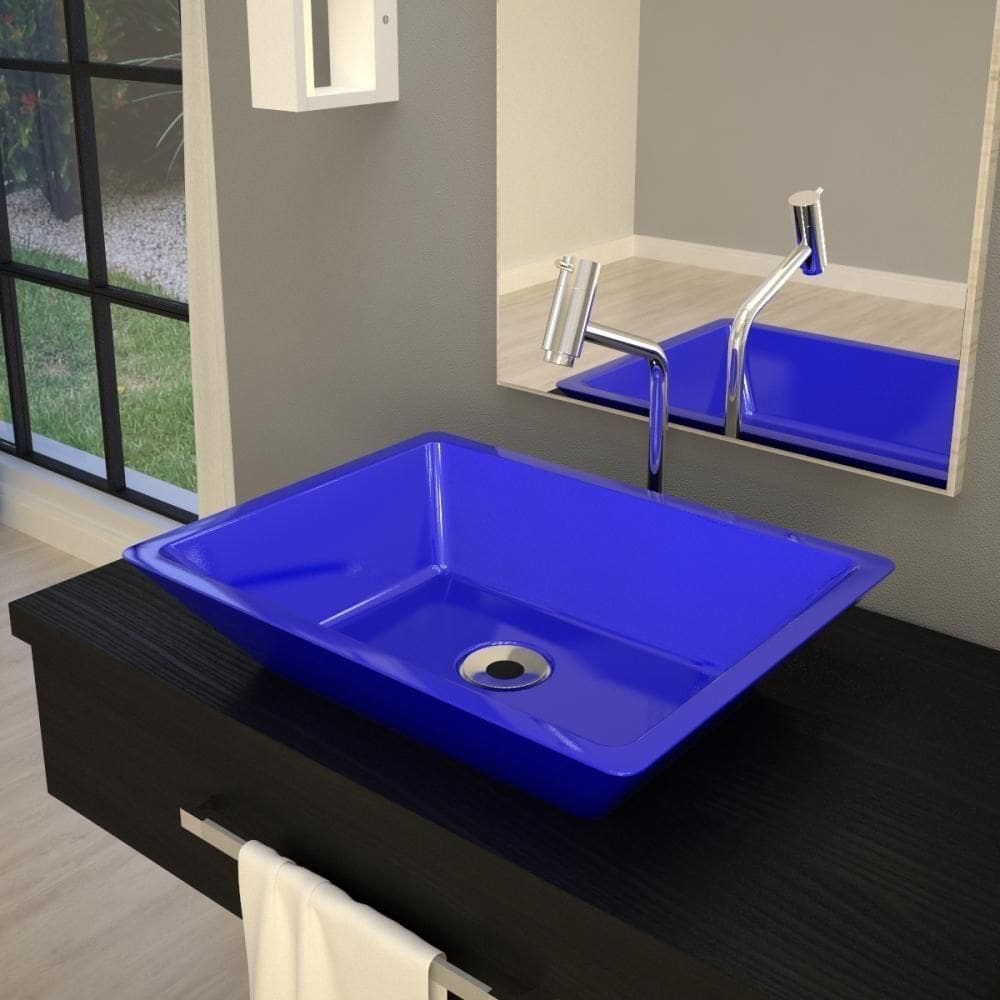 Cuba Apoio Retangular Rt45w Colorida Azul Escuro