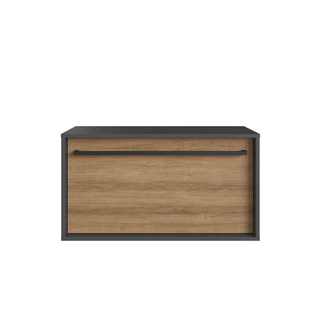 Gabinete Suspenso 80cm Mel Grafite com Gavetão e 1 Toalheiro BH8040MG com Puxador