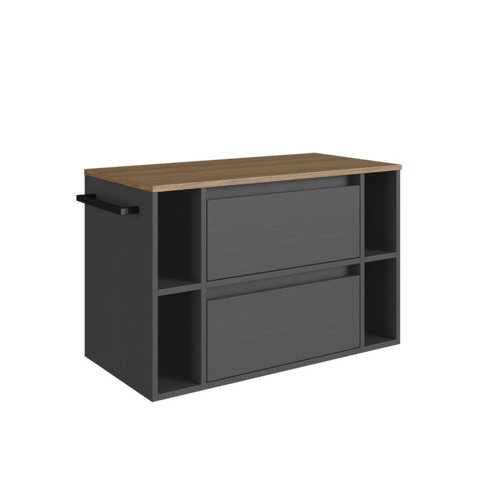 Gabinete Suspenso 80cm 4 Nichos Toalheiro Gaveta Mel Grafite BH8010MG