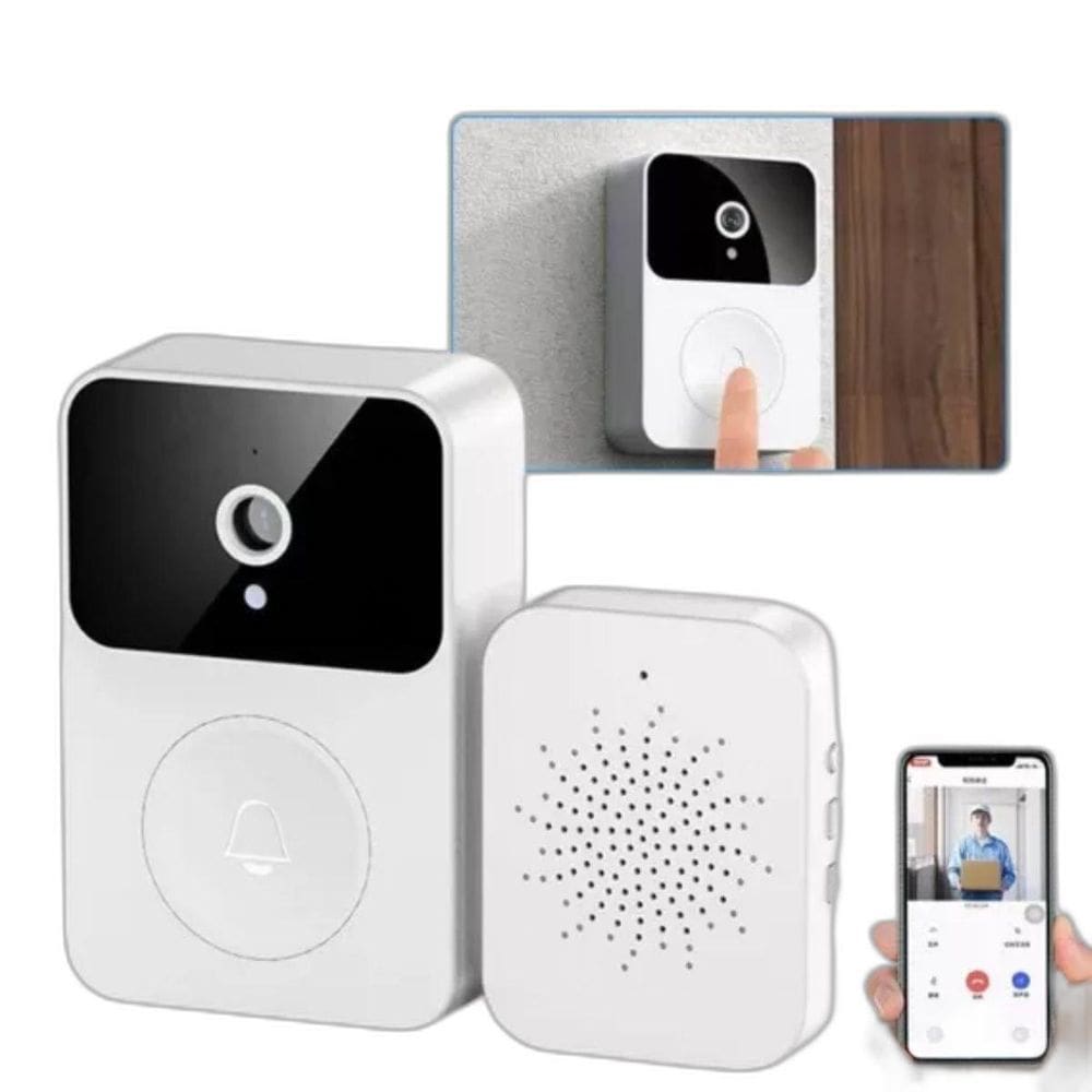 Campainha Com Câmera Wifi Sem Fio À Prova D`Água Recarrega