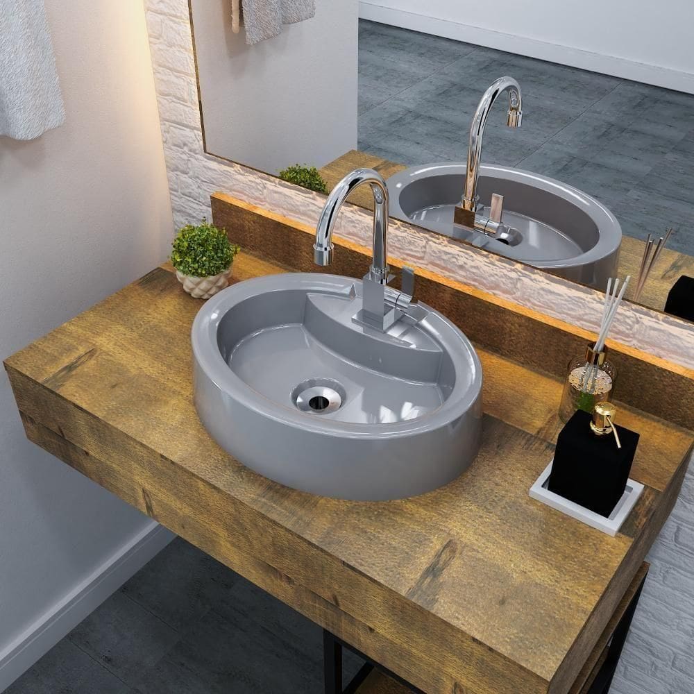 Cuba Apoio Oval Onix O43w Colorida Cinza