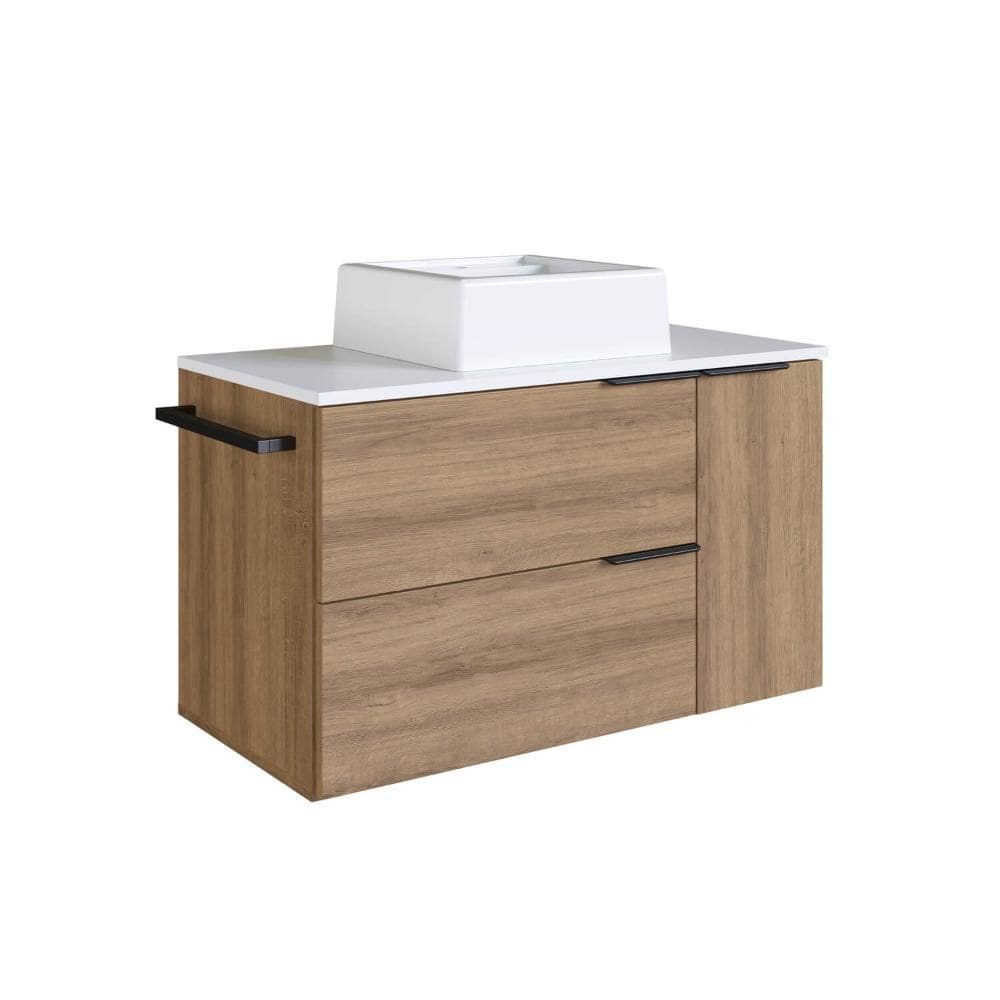 Gabinete Suspenso 80cm Mel Branco 2 Portas Gaveta E Com Cuba 1 Toalheiro BH8020MBCUBA