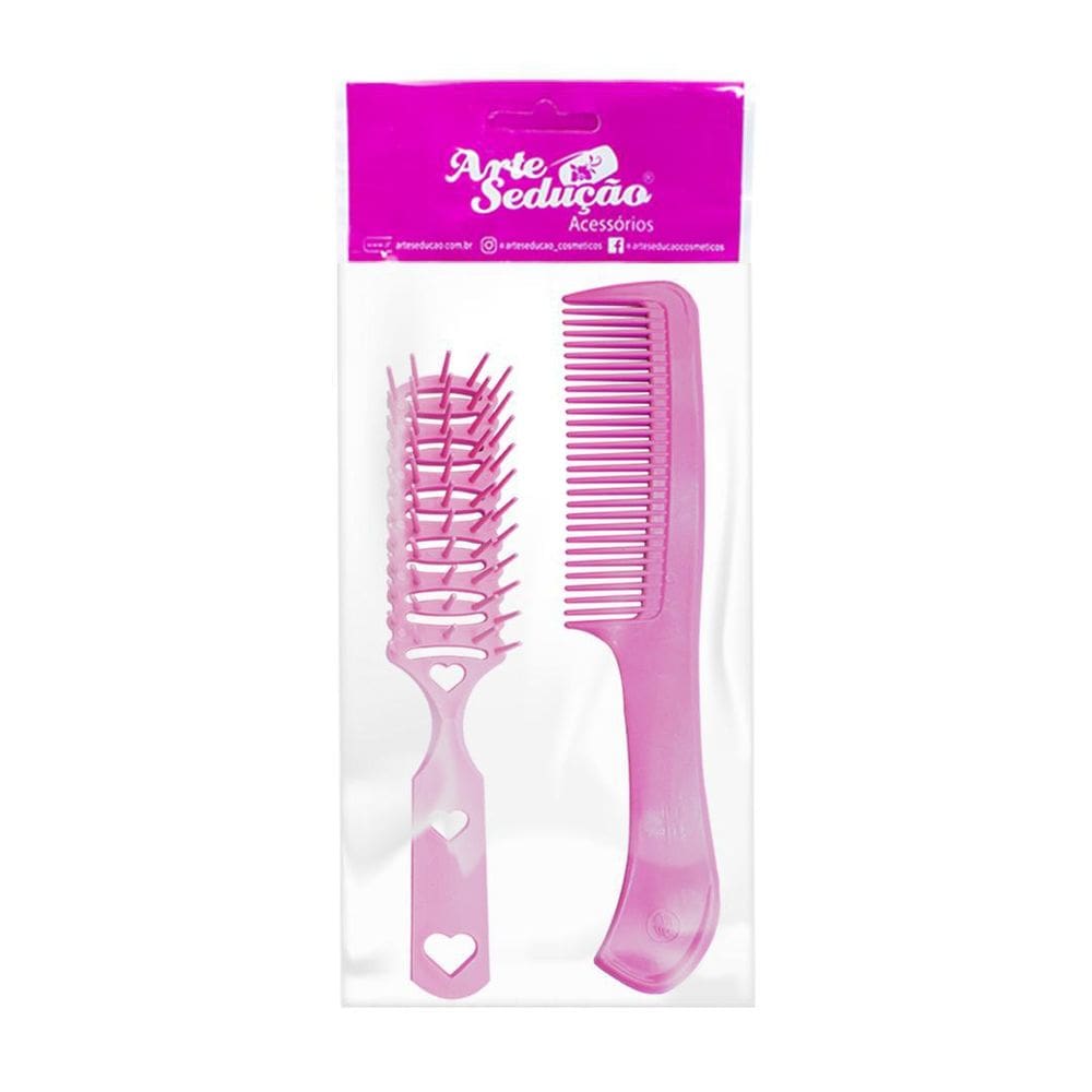 Kit 1 Escova Desembaraça Cabelos Jacaré e 1 Pente Plástico