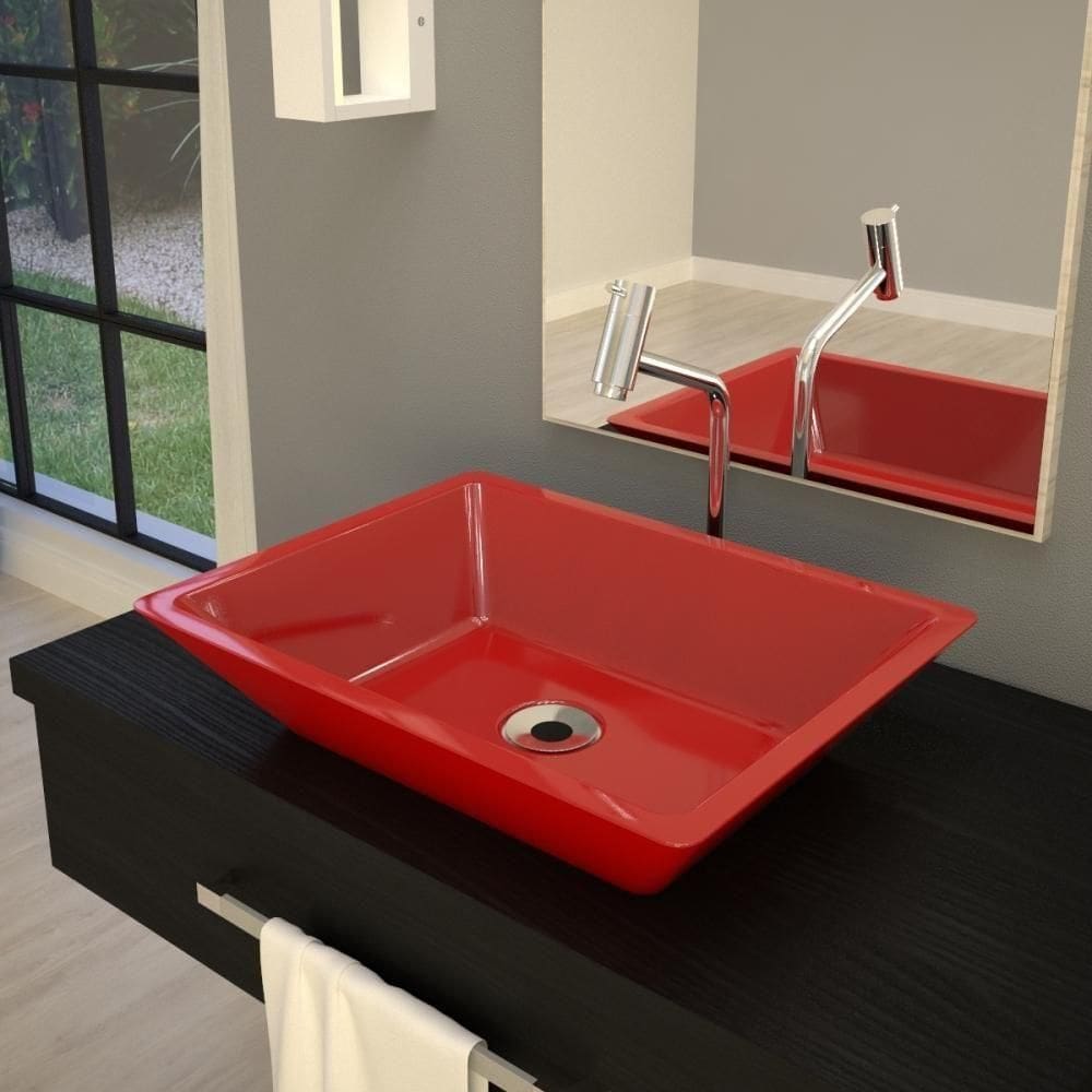 Cuba Apoio Retangular Rt45w Colorida Vermelho