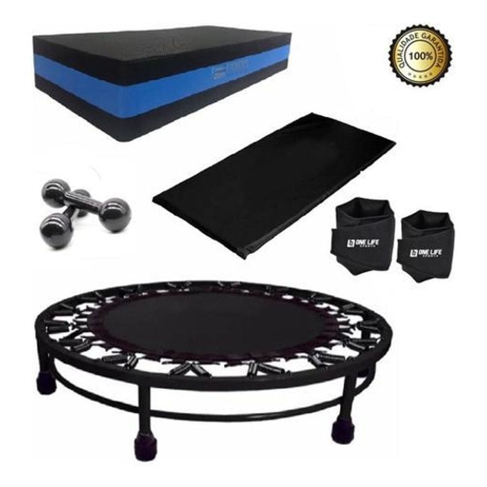 Kit Aeróbico Mini Jump+Colchonete+Peso3Kg+Caneleira5Kg+Step