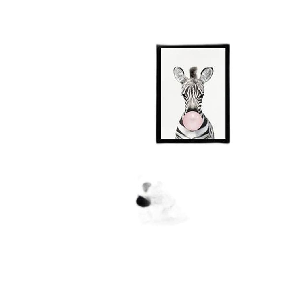 Quadro Decorativo Zebra Chicletes 45X34Cm Moldura Preta