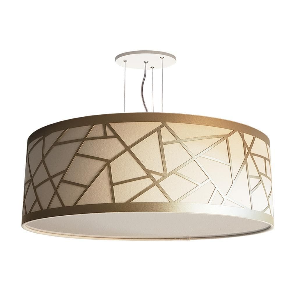Lustre Pendente Bronze Cúpula Tecido 50x15 Cru6069