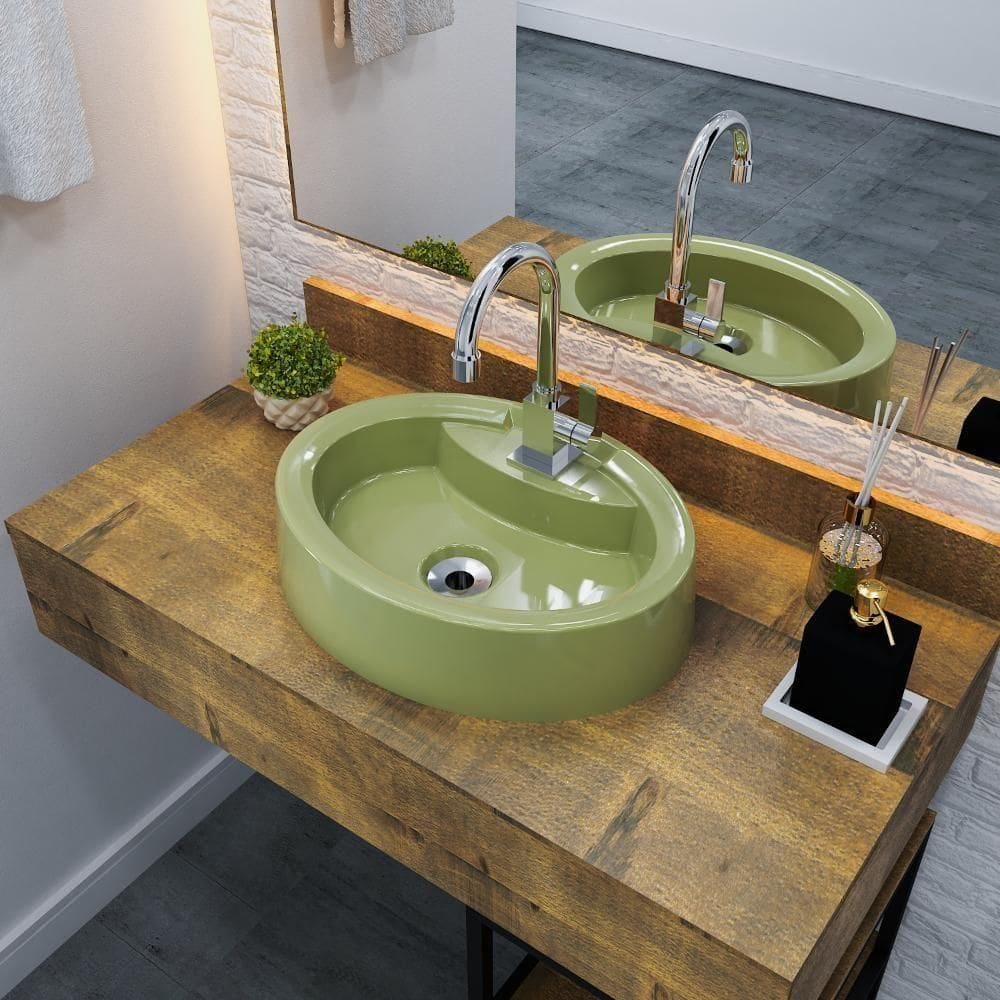 Cuba Apoio Oval Onix O43w Colorida Verde Acqua