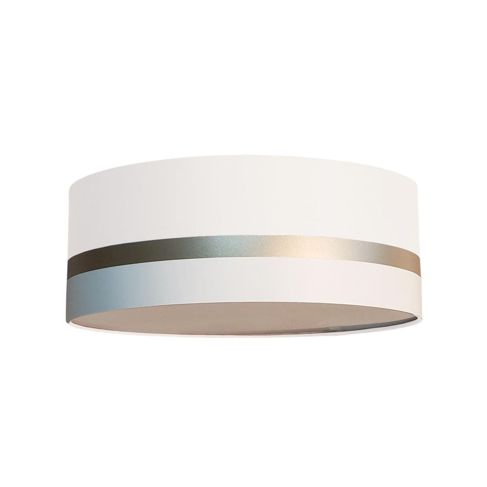 Luminária Plafon Faixas Bronze Cúpula Branco 50X15