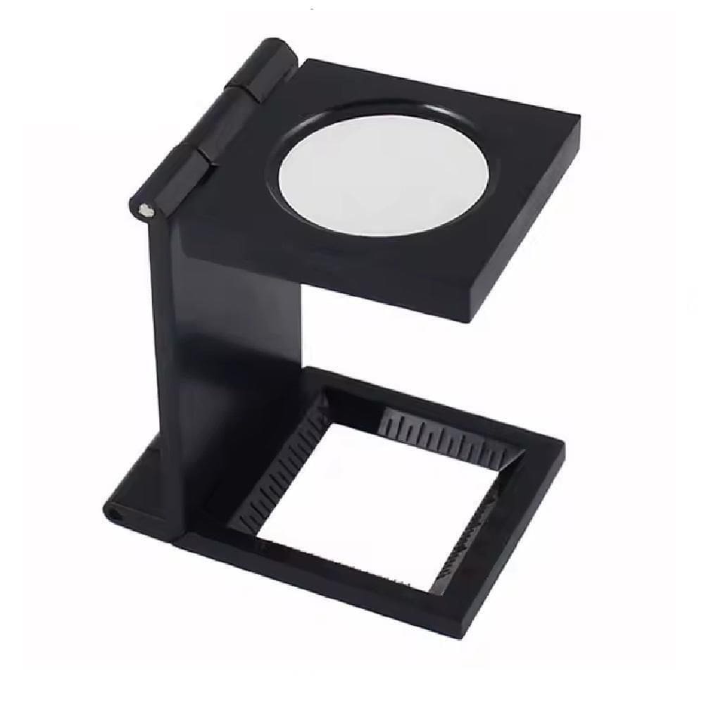 Lupa Conta Fios 10x Mini De Mesa Bancada Suporte Dobrável Lente ótica 28mm Com Escala Profissional Portátil Bolso